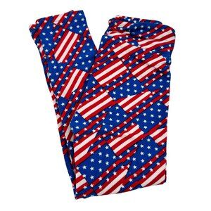 LuLaRoe Kids S/M Patriotic American Flag Print Leggings Stretchy 4th Americana